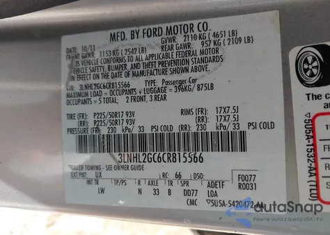 2012 Lincoln Mkz из США, поврежденный, VIN 3LNHL2GC6CR815566